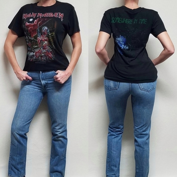 RARE Vintage 1986 Iron Maiden Somewhere in Time Single Stitch Tee Ched Arvis L - Picture 1 of 16